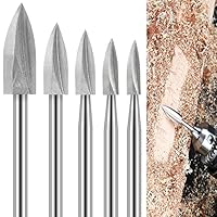 Holzschnitzwerkzeug, 5 Stück HSS Gravierwerkzeug, Holz Fräser Set für Dremel Rotationswerkzeuge Zubehör mit 3mm Schaft für Holz Schnitzen, Bohren