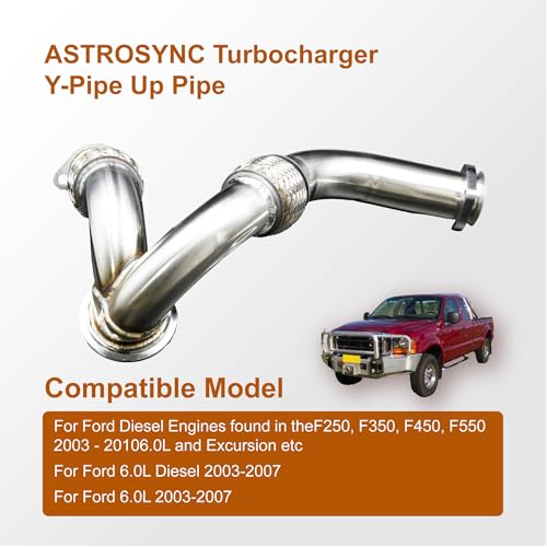 Image of Turbocharger Y-Pipe Up Pipe Kit With Gasket Fit for Ford 6.0L Powerstroke Diesel 2003 2004 2005 2006 2007 Replace 679-011 679-012 5C3Z6K854CA 1846581C1