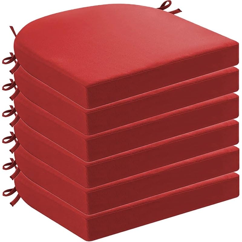 DOGACA Outdoor Chair Cushions Set of 2 4 6, Waterproof U-Shaped Seat Cushion with Ties & Zipper, Removable Washable Patio Chair Pads for Garden, Patio, Camp(4,6pcs:50 * 50 * 5cm)