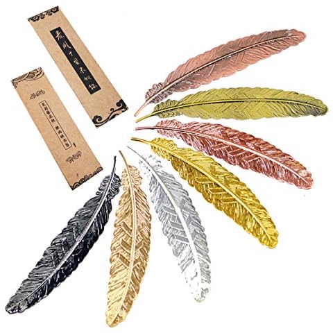 Toirxarn 7 Pcs Different Color Vintage Feather Metal Bookmarks,Reading Bookmarks for Adults, Women, Readers and Kids Suitable Cover