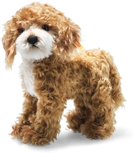 Steiff Ricky - Peluche de mohair Cockapoo de 11 pulgadas, animal de peluche premium, color rojo y marrón