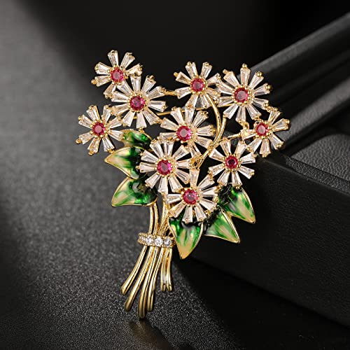 Image of Elegant Pearl Flower Designer Brooch Pins Broches Costume Jewelry For Women Fashion Christmas Gift