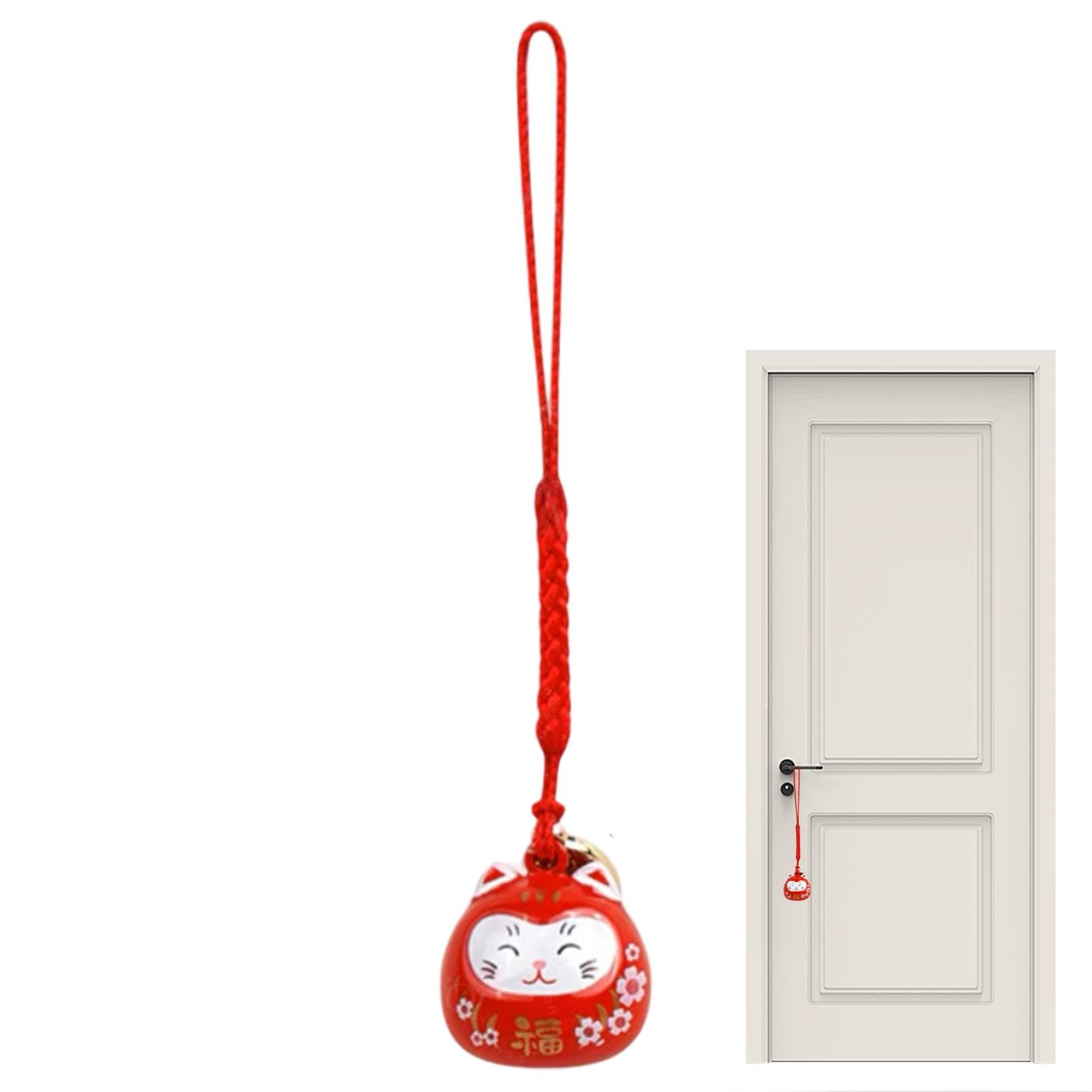 Cloche porte-clé chat porte-bonheur pour téléphone - Pendentif mignon en forme de chat - Symbole de bonheur et de richesse