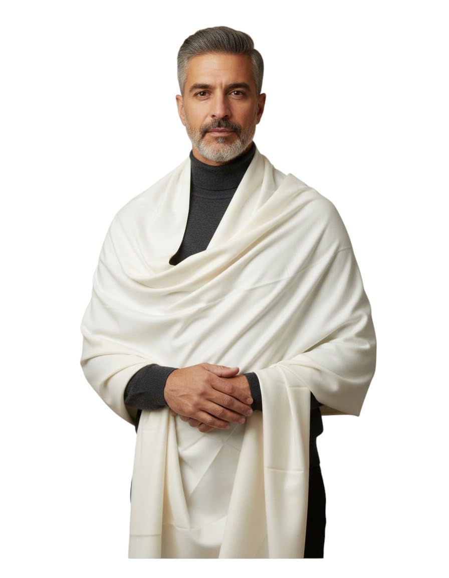 v vrinde Vrinde Cream Wool Solid Men's Shawl KA-SWL-04-picture-35