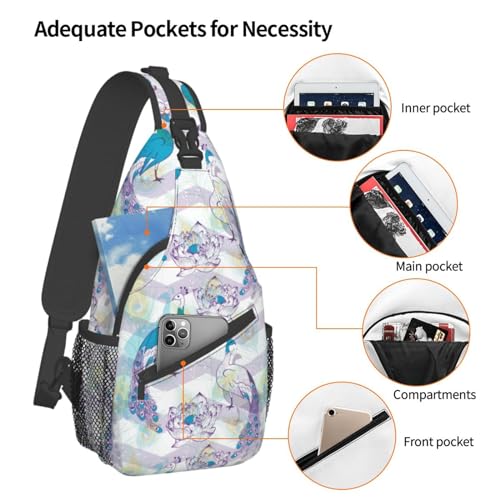 Peacock Crossbody Bag Women Shoulder Bag Backpack Cute Sling Bag Chest Casual Daypack Feather Bag Outdoor4