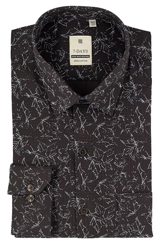 Image of 7-DAYS Men's Premium Formal Printed Shirt - 100% Cotton, Regular Fit, Full Sleeves, with Pocket - Stylish for Special Occasions.