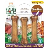 Nylabone Healthy Edibles Natural Dog Chews, Long Lasting Bones for Dogs, Roast Beef & Chicken Flavor Dog Treats, X-Small (3 Count)