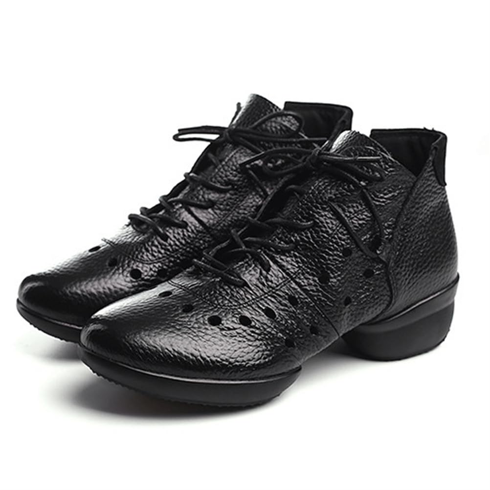 VEACAM Zapatos De Jazz para Mujer Zapatillas De Baile De Práctica con Cordones Zapatos De Baile Modernos De Cuero Transpirable Zapatos De Plataforma para Caminar