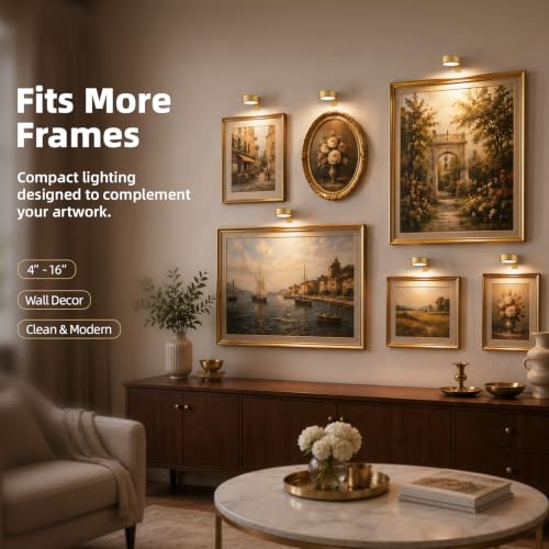 EZVALO Picture Lights for Wall, 2000mAh Rechargeable Battery Magnetic Poster Lights with 3 Color Temps & 12 RGB, Remote Dimmable Timer Painting Light, Wall Decor Light for Art Display, Frame (3 Pack)