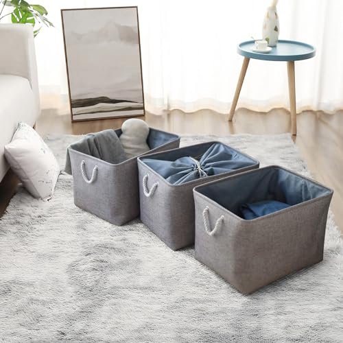 Decorative Fabric Storage Baskets for Shelves Large Linen Organizer Bins with Handles Perfect for Closet, Nursery, and Toy Storage Durable and Elegant Home Organization Solution