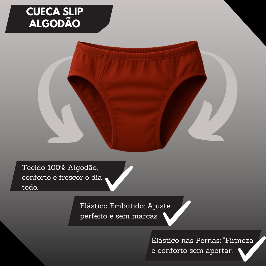 Kit 12 Cuecas Slip Tradicional Algodão Masculina Adulto Plus Size XG ao G2 em promoção! Veja a oferta e mais achadinhos de Moda íntima 4 Hoje é o melhor dia para comprar Kit 12 Cuecas Slip Tradicional Algodão Masculina Adulto Plus Size XG ao G2 com aquele preço maroto! Promoção! Aproveite a oferta! 4