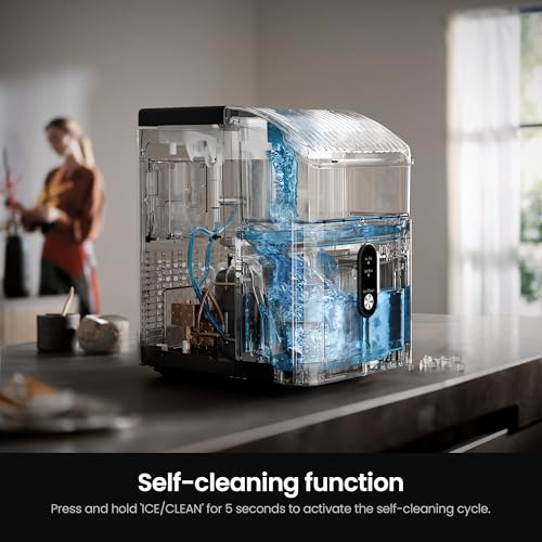 Image of Kismile Nugget Ice Makers Countertop,Portable Ice Machine with Crushed Ice, 35lbs /Day,Self-Cleaning,One-Click Operation for Home Use(Black)