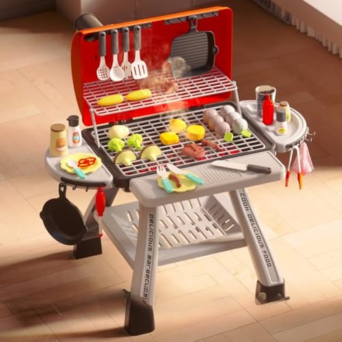 BRZU ベビー バーベキューおもちゃ バーベキューアクセサリーセット おもちゃ 食器/野菜 室内 親子 ごっこ遊び スプレー 調理器具 キッチン 組み立て済み 子供 誕生日 クリスマス お祝い ??入学 男女兼用 (A1,標準版)