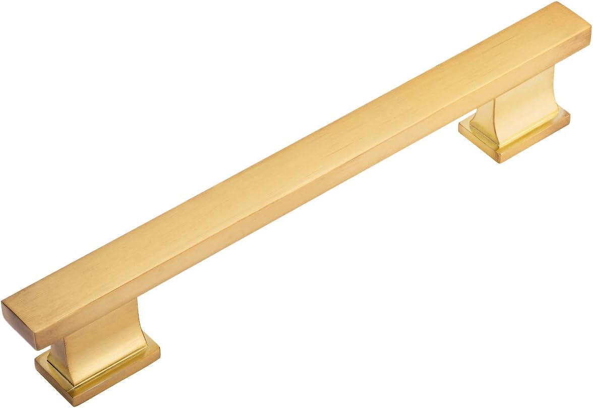 Cosmas 10 Pack 702-160BB Brushed Brass Contemporary Cabinet Hardware Handle Pull - 6-5/16" Inch (160mm) Hole Centers