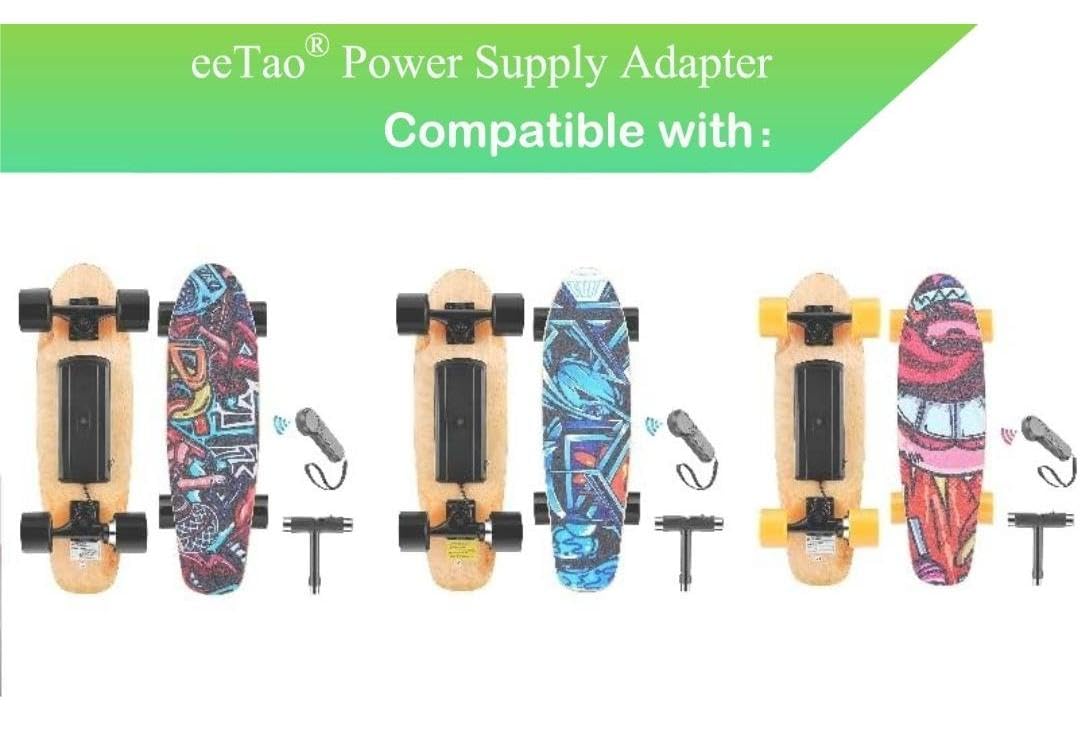 eeTao 29.4V AC/DC Adapter Charger Compatible with WOOKRAYS Electric H2S Skateboard Complete Wireless Remote 2200mAh 29.4V 4AH Lithium Ion Battery 29.4VDC 1500mA 1.5A 350W Power Supply Cord Cable