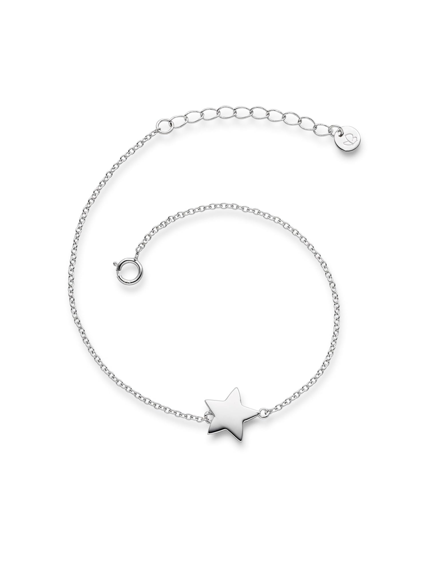GLANZSTÜCKE MÜNCHEN Damen Armband Stern aus 925/- Sterling Silber 17 + 3 cm | Silberkettchen,Silberarmband,mit Anhänger,Armkettchen,Motivarmband,Ankerarmband