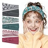6pcs Boho Haarband Damen Rutschfest, Haarband Breit Damen Sommer, Stirnband Frühling für Yoga Sport Make-up, Bandana Sommer, Headbands for Women’s Hair, Kleine Blumen