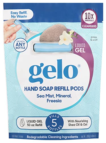 Gelo Sea Mist, Mineral and Freesia Hand Gel Soap Refill Pods, Biodegradable, SLS Free, Paraben Free, 50 Fluid Ounce (Pack of 1)