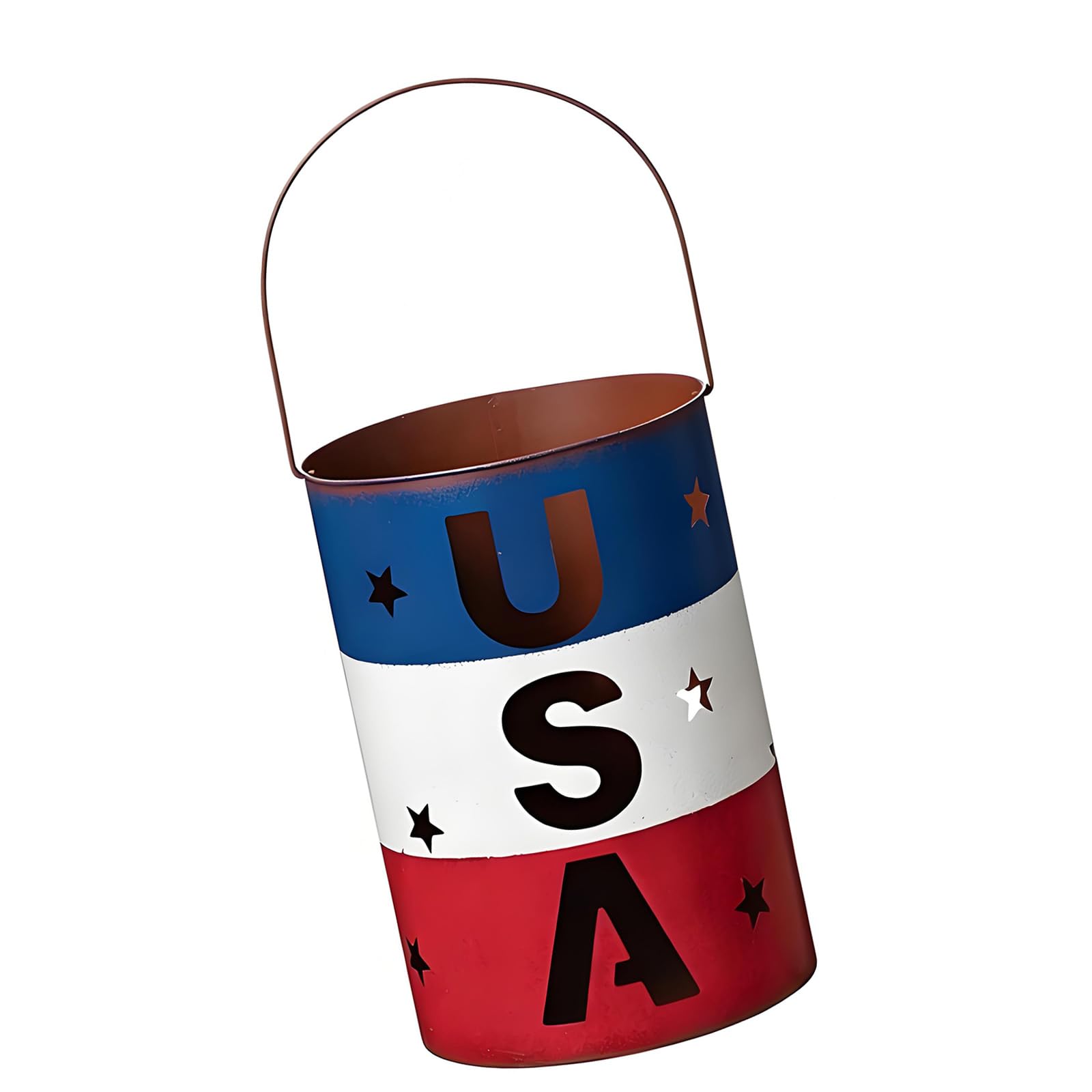 Whoasyst Patriotic Themed Iron Light with Letter and Star Old Bucket Suitable for Indoor and Outdoor Use Star Owner