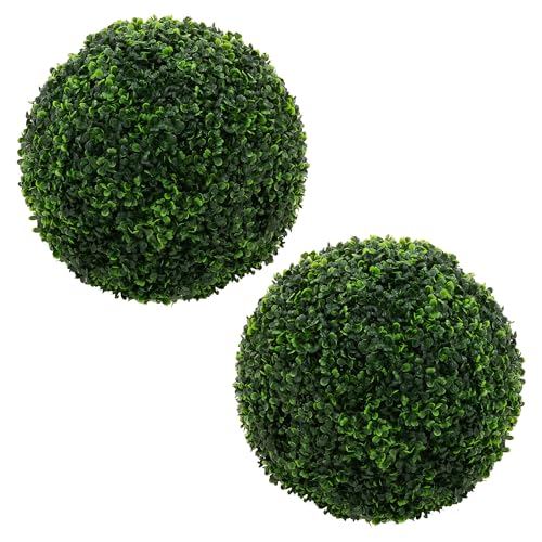 ML-Design 2er Set Künstliche Buchsbaumkugel groß Ø35 cm, Kunstpflanze UV-beständig, Grüne Plastik Künstliche Pflanzen, Deko Fake Plant wie echt für Wohnzimmer, Büro & Garten, Pflegeleichte Dekokugeln
