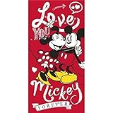 AYMAX Serviette de Plage - Mickey et Minnie - Love You Forever - 70 cm x 140 cm