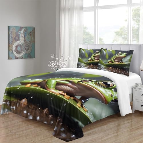Housse de couette grenouille 3D imprimé jungle en microfibre douce parure premium - 5