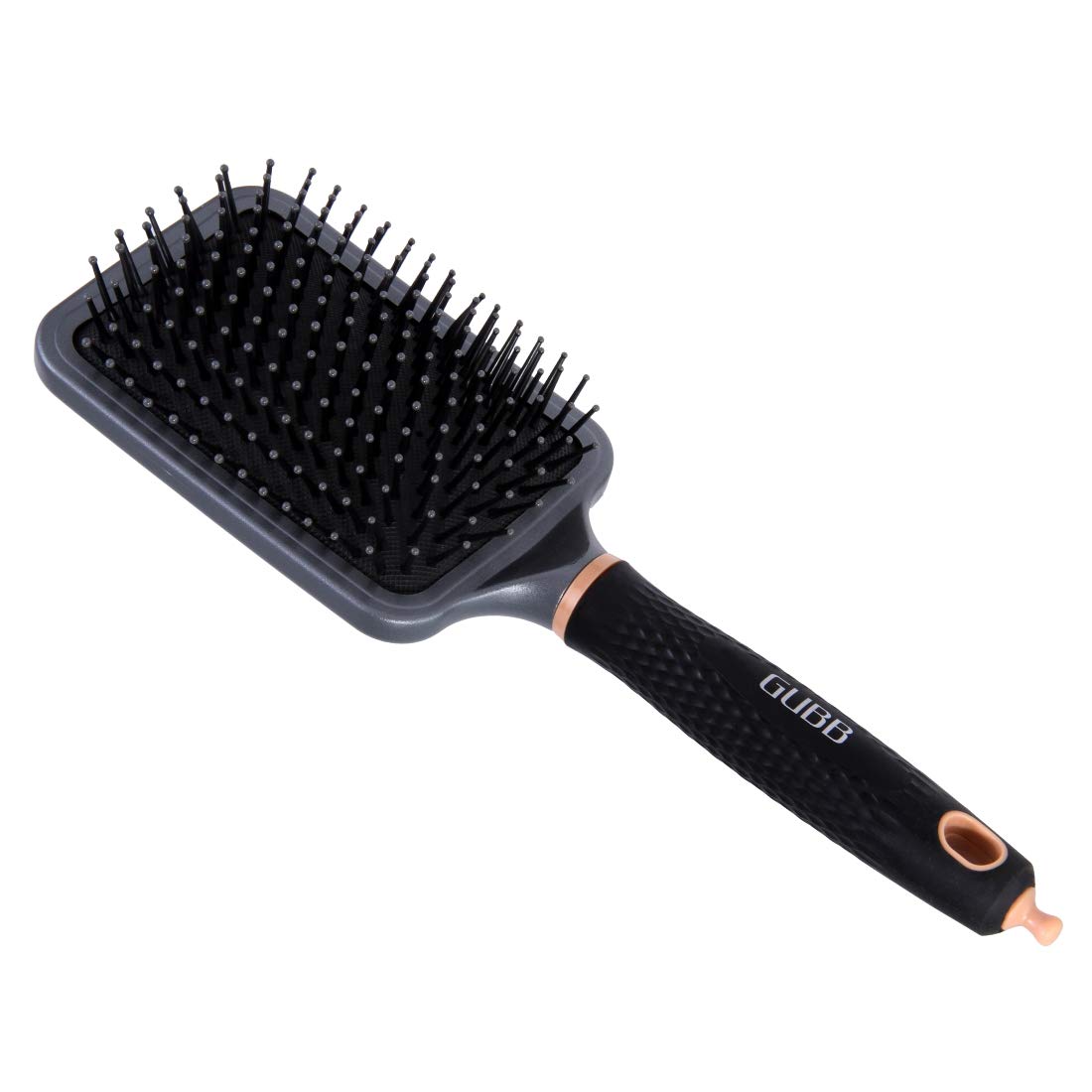 GUBBPaddle Hair Brush For Detangle & Straighten Hair : Elite Range - Ultra Soft & Flexible Nylon Bristles for Smoothing out Curls | Cushioned Hair Brush With Pin For All Hair Types - For Women & Men