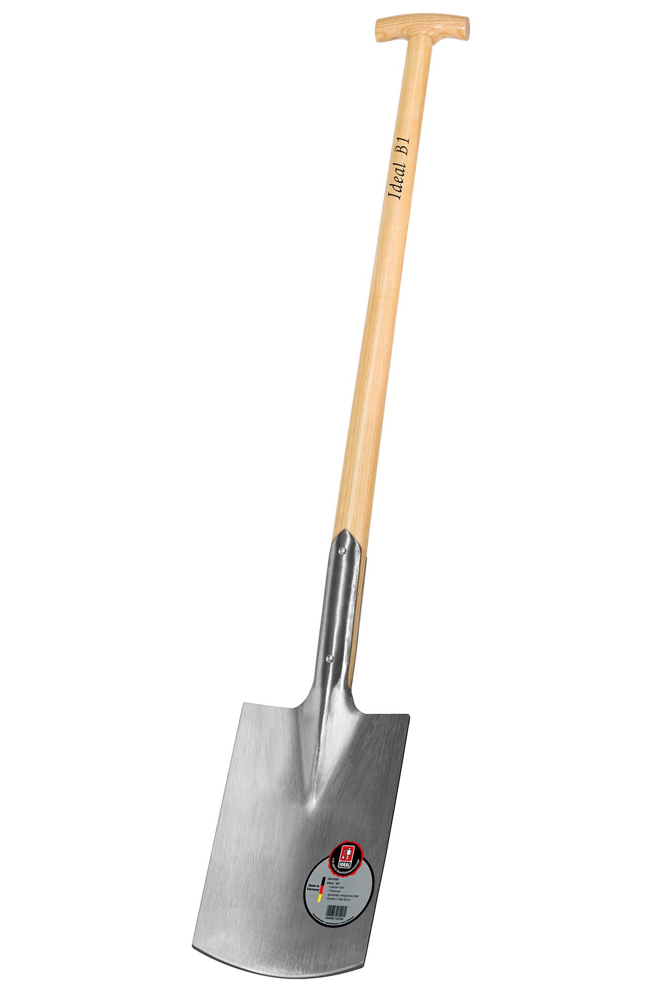 B1-Spaten Gärtner Form, Doppelfeder, Eschen-T-Stiel 85 cm ohne Tritt
