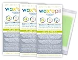  Nuevo! WAXEPIL “90.96% Natural” bandas de cera depilatoria 3* ALOE VERA * para MUJERES Y HOMBRES - Paquete 3x20 tiras depilatorias cera fria corporal piegnas bikini faciel ideal para pieles sensibles