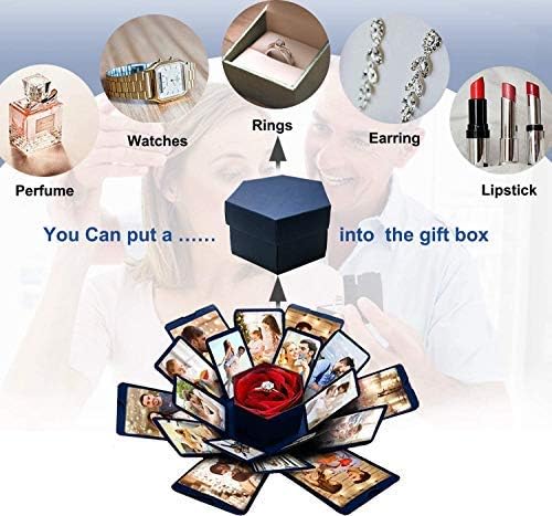 Miniatura 6 de Wanateber Caja de explosión, caja de regalo de explosión con 6 caras, parte principal, caja de fotos hecha a mano, para regalo de cumpleaños,
