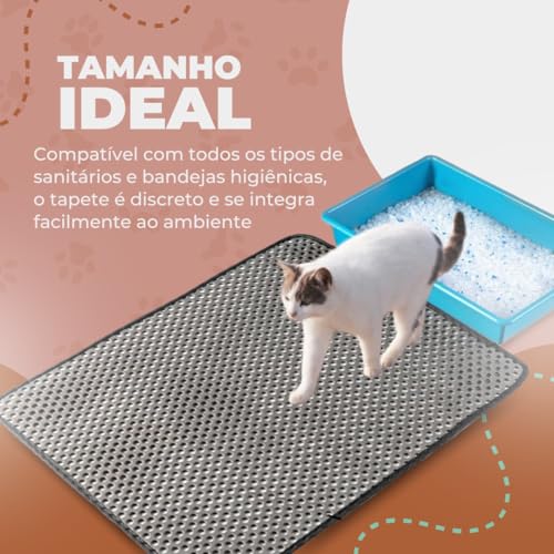 Tapete Higiênico Impermeável para Caixa de Areia de Gatos - Coletor Anti-Sujeira, Antiderrapante, Fá