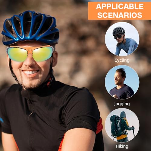 Image of PROBEROS Riding Glasses for Men Fashion HD Polarized Tinted with Case, Eyeglass Strap, Wipe Cloth, Storage Bag