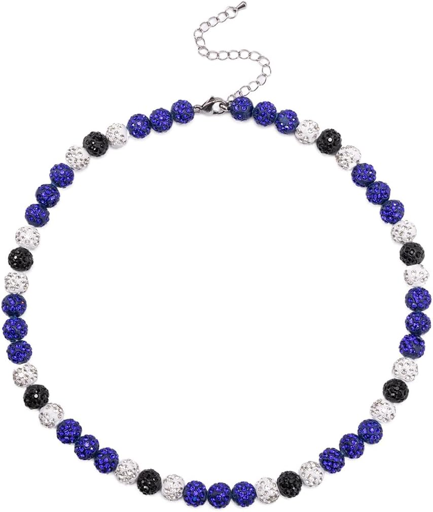 Baseball Necklace - Glitter Bling Clay Beaded Ice Collection Necklace for Men Boys Cool Gifts for Baseball Players Lovers