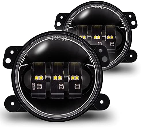 TRUE MODS 4-inch 60W LED Fog Lights Compatible w/Jeep Wrangler JK Unlimited JKU Front Bumper Accessories 2007-2018 Round Driving Lights