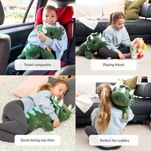 ODOXIA Gewichtskuscheltier Dinosaurier | 2,3 kg Anxiety Weighted Dino Plüschtier für Kinder & Erwachsene | Beruhigendes Weighted Stuffed Animal | Kuscheltier gegen Stress & Angst | Inkl. Tragetasche