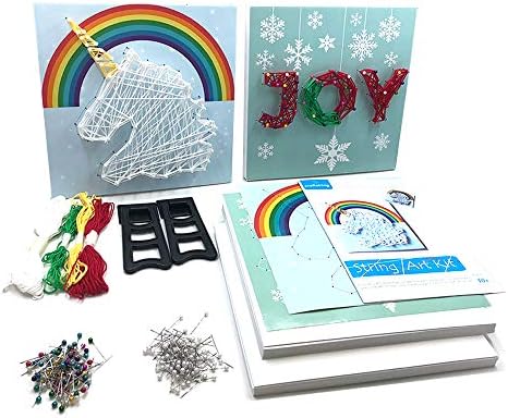 craftsting String Art Kit for Kids and Adults, All-in-One, DIY 2 Large String Art Canvases-Unicorn and Joy Edition