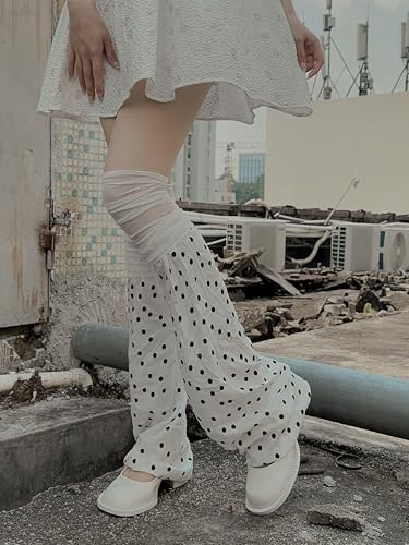 Image of YELAIVP Kawaii Leg Warmers Y2K Knit Lace up Leg Warmers Cute Japanese Harajuku Lolita Leg Warmer for Women Girls