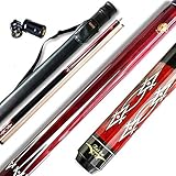 Tai ba Cues 2-Piece Pool cue Stick + Hard Case, 13mm Tip, 58', Hardwood Canadian Maple Professional Billiard Pool Cue Stick 18,19,20,21,22 Oz Pool Stick (Selectable)-Blue, Black, Red, Gray, Green