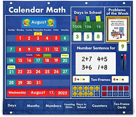 Math Calendar Classroom Pocket Charts Daily Math Activities Educational Pocket Chart Teaching Calendar All About Number Activities for Elementary and Pre-school