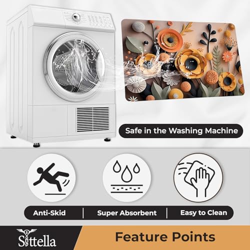Image of SITTELLA Rubber 2 Pieces Anti-Skid Water Soaking 3D Yellow Flower Print Bathroom Mat, Water Absorbent Mat (40x60cm) (Yellow Flower Print) Rectangular