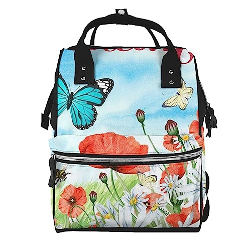 Sac à langer multifonction grande capacité à motif fleurs pour sorties bébé