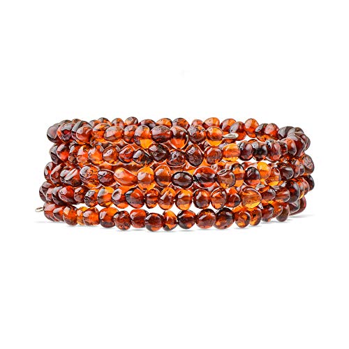Genuine Amber Womens Bracelet - Hand-Assembled Natural Jewelry from Europe - Baltic Sea Amber Beads - Cognac