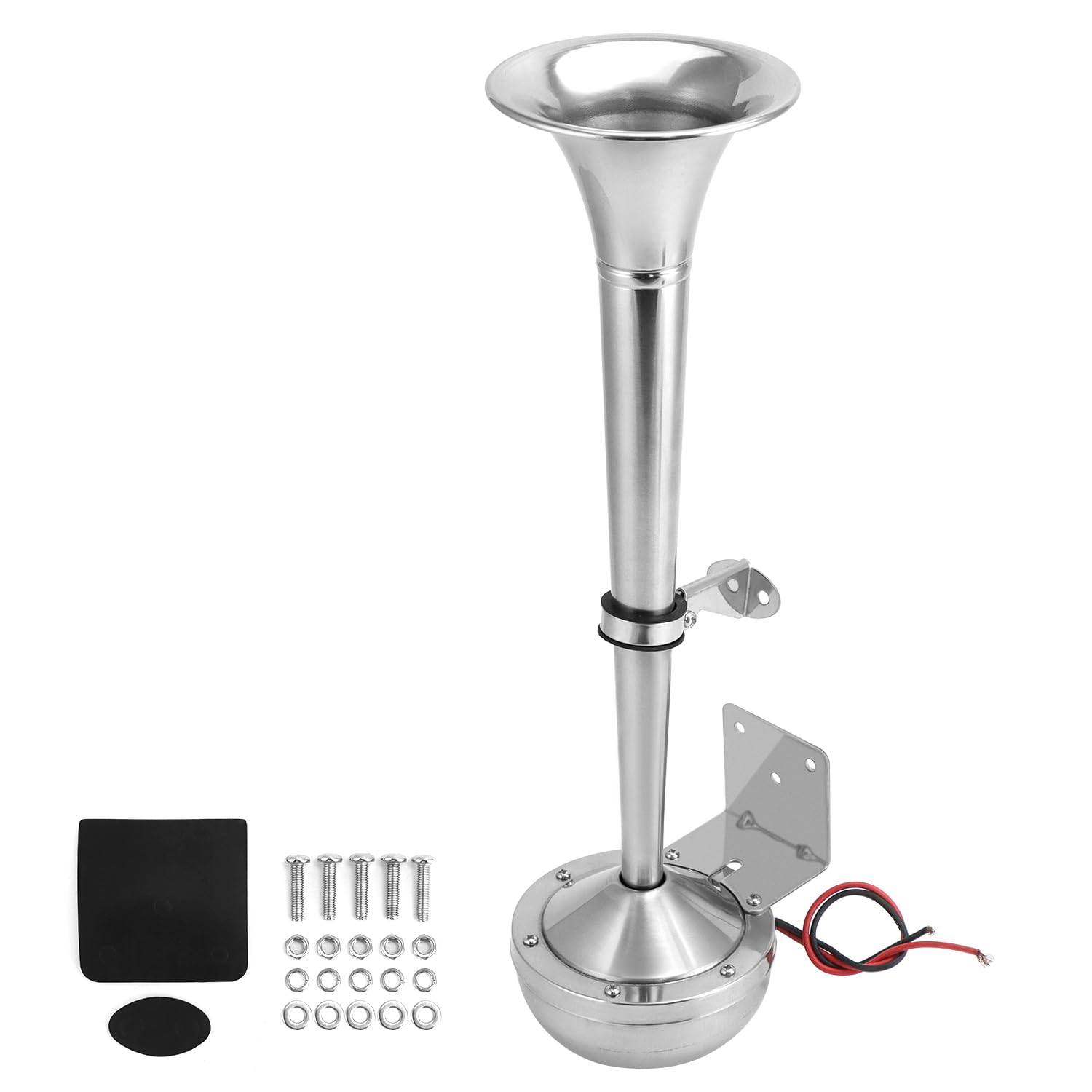 QWORK® Tromba Nautica Trombe Camion in Acciaio Inossidabile 304-328DB 12V 10A -Tromba Singola Potente per per Barche e Veicoli
