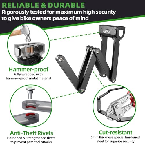 RBRL Folding Bike Lock, 3.6ft Heavy Duty Anti Theft, Hardened Steel 8mm Chain Lock with 4 Keys for Ebikes, Scooters, Motorcycles & MTB by RBRL - Image 3