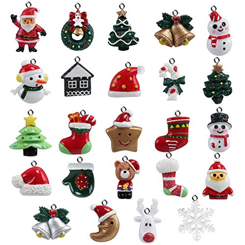 Naler Mini Christmas Ornaments, Resin Design With Santa Claus, Snowman, Reindeer And More Ornaments, Set Of 24 Pieces #TOP29