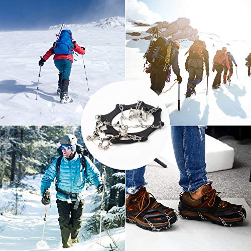 Mounchain Crampons, 19 Stainless Steel Spikes Traction Cleats, Ice & Snow Grips for Safe Outdoors, Such as Climbing, Hiking, Walking, Jogging (L) - Thumbnail 7