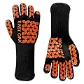 East Oak BBQ Gloves, 1472? Heat Resistant Gloves, Silicone Non-Slip Grill Gloves for Smoker, Fire Pits, Barbecue, Cooking, Black