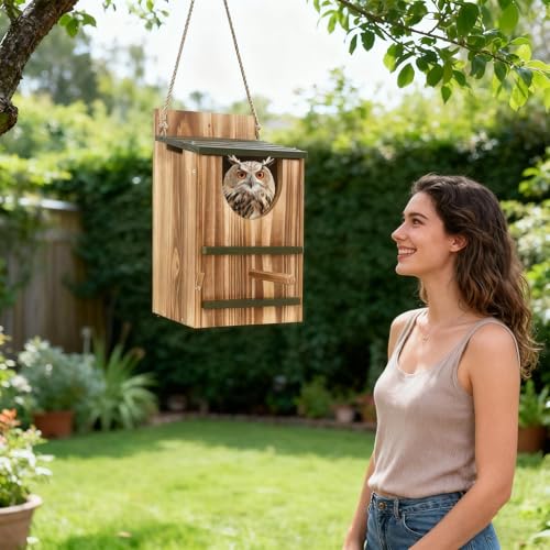 Nichoir à chouettes d'extérieur de qualité en bois authentique - 3