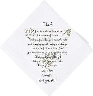 Personalised Father Of the Bride Groom Handkerchief Gift Keepsake Wedding Gift