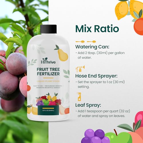 Image of 32oz Fruit Tree Fertilizer - Makes 32 Gallons of Fruit Tree Spray Plant Fertilizer for Blueberries, Strawberry Plant, Apple & More - Promotes Vibrant Foliage, Strong Branches, and Abundant Harvests
